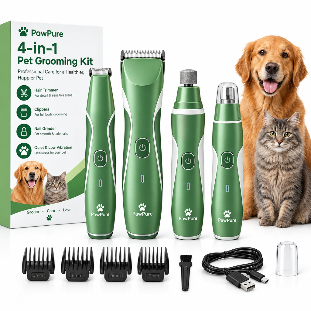 Green 4-in-1 Pet Grooming Kit