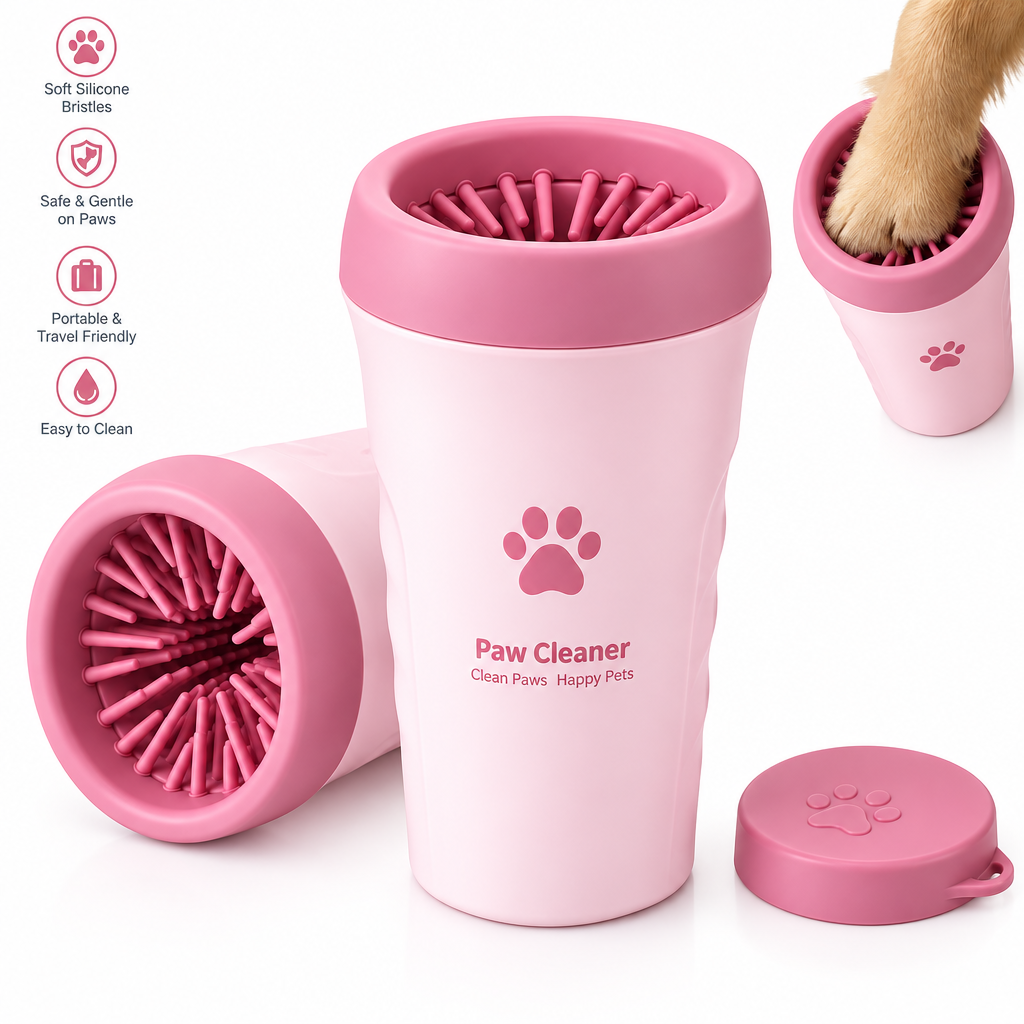 Pink Dog Drinking Water Bowl