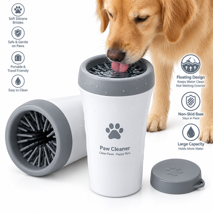 Gray Dog Drinking Water Bowl