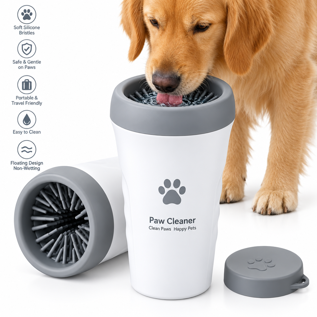 White Dog Drinking Water Bowl